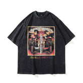 T-shirt homme délavé, effet vieilli, col rond, manches courtes, pour hommes et femmes