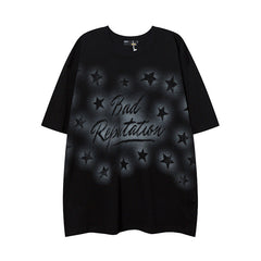 T-shirt Rétro Alphabet Hip Hop Homme et Femme à Manches Courtes