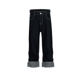 Mens Vintage Pants men's women's retro clean fit straight jeans washed color matching MIJKO