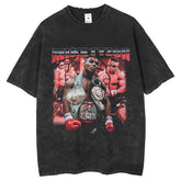 Mens T Shirts Mike Tyson Print Fashion Wash Short Sleeve T-Shirt