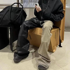 Mens Vintage Pants RICK wind splicing coated micro-pull jeans MIJKO