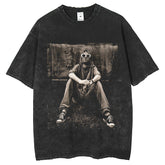 Mens T Shirts Loose Vintage Printing Wash Water Old T-Shirts
