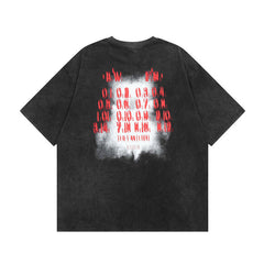 T-shirt homme impression graffiti alphabet déchiré à manches courtes style décontracté homme et femme