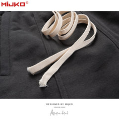 Mens Vintage Pants Breasted Sports Black Casual Pants MIJKO