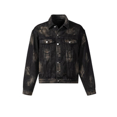 Mens Jacket Ripped Ripped Graffiti Denim Mainstream Fashion Jacket MIJKO