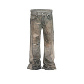 Men's Vintage Pants Men's Women's Ripped Printed Jeans MIJKO