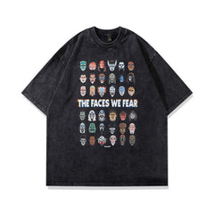 T-shirt homme Hip Hop Imprimé Anime Déchiré Manches Courtes Homme et Femme Rétro