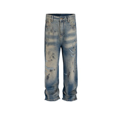 Mens Vintage Pants Distress Ripped Ripped Jeans MIJKO