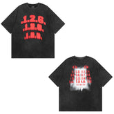 T-shirt homme impression graffiti alphabet déchiré à manches courtes style décontracté homme et femme