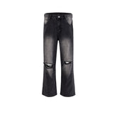 Men Vintage Pants Wash Old Slightly Stretched Ripped Jeans MIJKO