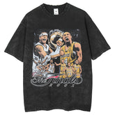 Men T Shirts Vintage Wash Short Sleeve Kobe Iverson Print