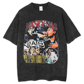 Mens T Shirts Vintage Frayed Short Sleeve T-Shirt Wisted Print