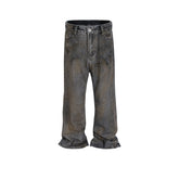 Men Vintage Pants micro-wide-footed trousers washed old jeans MIJKO