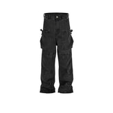Mens Vintage Pants Stegosaurus Cargo Dirty Workwear Jeans MIJKO
