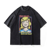 T-shirt vintage imprimé dessin animé pour hommes et femmes à manches courtes
