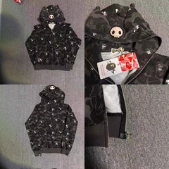 2026 BAPE joint Hello Kitty Kulomie hooded sweater women's trendy brand loose coat autumn