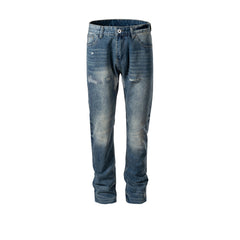 Mens Vintage Pants Ragged Patch Unisex Jeans MIJKO