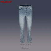 Mens Vintage Pants Slim-Fit Zip Wide-Foot Jeans MIJKO