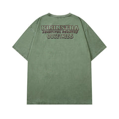 Men T Shirt Vintage Distressed Washed Loose Casual Short Sleeve T-shirt for Men and Women