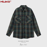Mens Jacket Loose Casual Plaid Jacket MIJKO