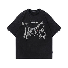 T-shirt Homme Motif Cœur Graffiti Imprimé Décontracté à Manches Courtes T-shirt Couple Homme et Femme