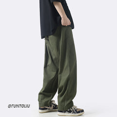 Men Cargo Pants Retro Classic Workwear Pants Men's Summer Thin Straight Casual Trousers
