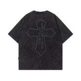 T-shirt homme imprimé, effet usé et délavé, manches courtes, style rétro pour homme et femme