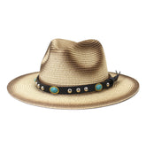 Chapeaux de cowboy en paille pour homme et femme, casquette de protection solaire de voyage en plein air pour le printemps et l'été