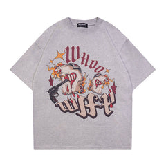 T-shirt Homme Imprimé Dessin Animé Manches Courtes Unisexe Vintage