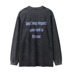 Men Long Sleeve T Shirt Angel Statue Printed Distressed