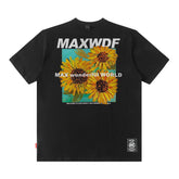 Men T Shirt Sunflower Oil Painting Printed Short-Sleeved T-shirt for Men and Women Couple