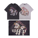 Men T Shirt Cartoon Printed Short-Sleeved T-shirt Men and Women Vintage