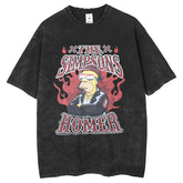 Mens T Shirts Summer Washing Old Printed Short Sleeves Simpsons