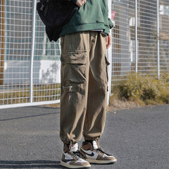 Men Cargo Pants Retro Classic Retro Loose-Fitting Wide-Leg Trousers