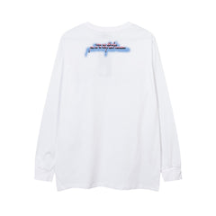Men Long Sleeve T Shirt Graffiti Personalized Printed Necklace Decoration