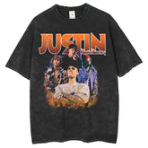 Mens T Shirts Justin bieber vintage print T-shirt summer breathable short sleeves