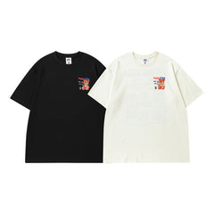 T-shirt Homme Style Collège Vintage Imprimé Doux et Cool pour Couple, Manches Courtes, Hommes et Femmes