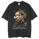 Mens T Shirts Washed Loose Cotton Edged Short Sleeve T-Shirts