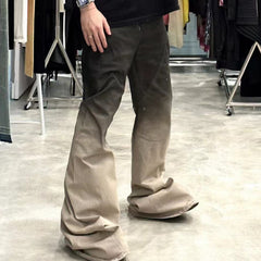 Mens Vintage Pants Gradual Change Color Unisex Bootcut Pants MIJKO