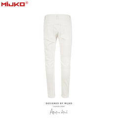 Mens Vintage Pants Slim Fit Zip Trim Jeans MIJKO