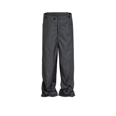 Men Vintage Pants Spliced trousers drape design grey casual trousers MIJKO