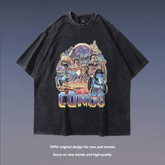 T-shirt pour Homme, Col Rond, Coton, Mode Urbaine, Ample, Hip Hop, Manches Courtes