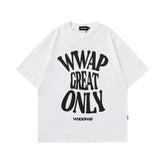T-shirt homme imprimé Lettre, manches courtes, rétro ample en pur coton pour couple
