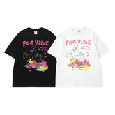 T-shirt imprimé à manches courtes pour hommes et femmes, style national, mode urbaine rétro, ample, demi-manches, pour couple.