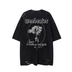 Man Tees Short sleeve Cross Distressed Short-Sleeved T-shirt