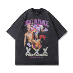 T-shirt homme Hip Hop Star Impression Portrait Manches Courtes T-shirt Homme et Femme