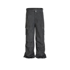 Men Vintage Pants Wide Foot Crease Design Casual Overalls MIJKO