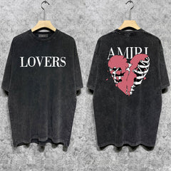 Amiri T Shirts Washed and Worn Retro Short Sleeve T-shirt