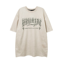 T-shirt homme imprimé gothique en suède Hiphop à manches courtes