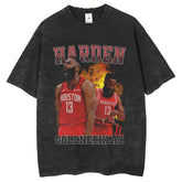 Men T Shirts Hip Hop Loose Star Printed Washed Old T-Shirts